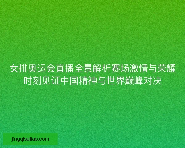 女排奥运会直播全景解析赛场激情与荣耀时刻见证中国精神与世界巅峰对决