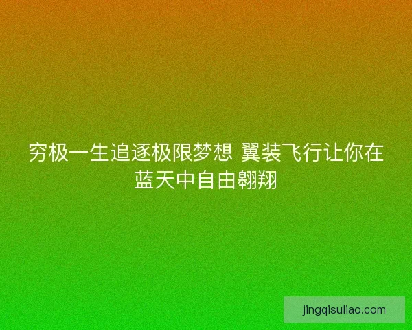 穷极一生追逐极限梦想 翼装飞行让你在蓝天中自由翱翔
