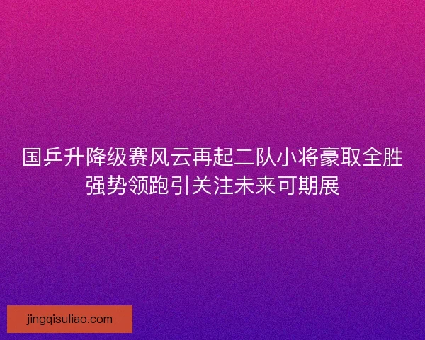 国乒升降级赛风云再起二队小将豪取全胜强势领跑引关注未来可期展 国乒升降级赛风云再起二队小将豪取全胜强势领跑引关注未来可期展